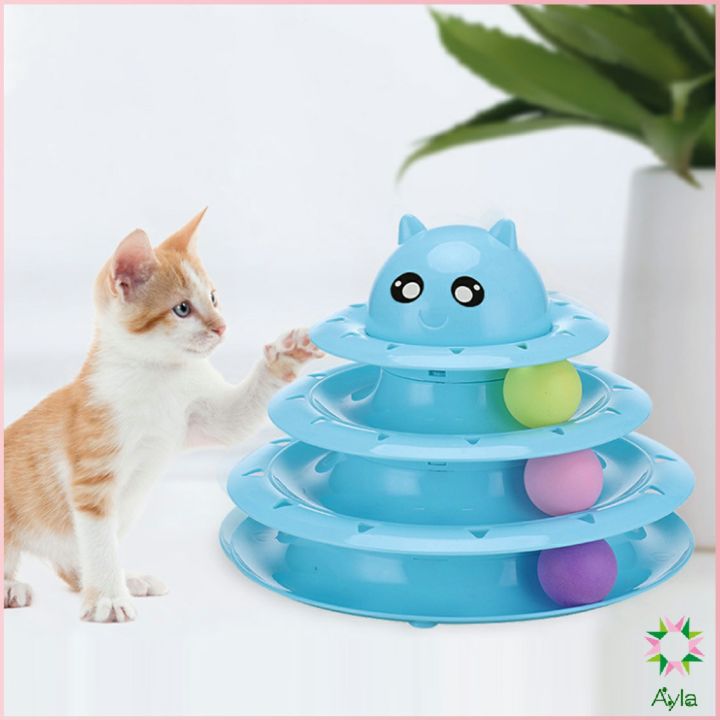 ayla-รางบอล-ตาโต-ของเล่นแมวทรงโดม-รางบอล-4-ชั้น-cat-play-plate