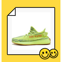 2023 รองเท้าผ้าใบลำลองสำหรับผู้ชายและผู้หญิง originals 350 V2 Semi Frozen Yellow Fluorescent green style Running shoes sneakers ของแท้ 100 %