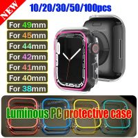 ■ Luminous Cover for iWatch Case 49mm 45mm 41mm Hard PC Bumper Protective Frame for iWatch Series 8 7 6 5 4 3 2 1 SE Accessorie