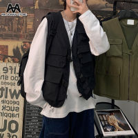 MJ ฤดูร้อน Retro เสื้อกั๊กผู้ชาย Ins Tide ยี่ห้อ Tooling เสื้อแขนกุดกลางแจ้ง Multi-Pocket Tooling Vest Jacket