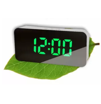 Mirror LED Alarm Clock Night Lights Thermometer Snooze Table Wall Clock LED Lamp 