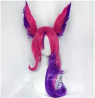 Star Guardian The Rebel Xayah Cosplay Wig Woman Hair Game Cos Wig With Removable Chip Ponytails + Wig Cap