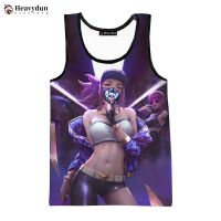 2023 New Fashion Game League of Legends Akali Men Tank Tops Sleeveless Spring Harajuku Personality 3D Printed T-shirt Tops Tees