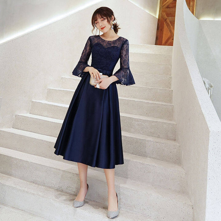 Eaglely Luxury Formal Event Gown For Women Elegant Classy Was Thin Annual Party Long Sleeve 6283