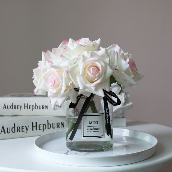 ดอกกุหลาบยางเทียมเพิ่มความชุ่มชื้นจากร้านดอกไม้-ayiq-ของแท้ช่อดอกไม้ประดิษฐ์สำหรับงานแต่งงานดอกไม้ประดิษฐ์ตั้งโต๊ะสำหรับระเบียงสวนในบ้าน