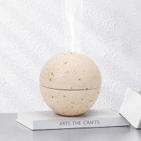 Natural Marble Cave Hole Stone Travertine Stone Round Incense Burner Holder Stone Decoration Home for Room Kitchen Coffee Shop