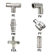 Brass Nickel Metal Pneumatic Quick Connector PE PV PM PY PZA PU4681012 14 16mm Straight Push In Air Hose High Pressure Connector Hand Tool Parts Acces