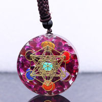 ธรรมชาติโกเมนชิปหิน7จักร Orgonite รักษาจี้ Metatron Cube พลังงานคริสตัลการทำสมาธิป้องกันพระเจ้าพระเครื่อง