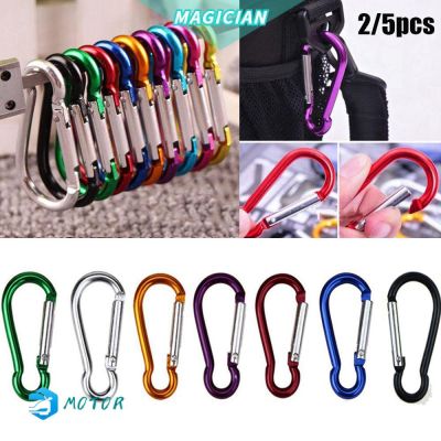 2/5Pcs Set High quality Carabiner Aluminum Alloy Keychain Buckles Spring Quickdraws Clip Camping Hiking Climbing Accessories 7 colors Outdoor Tool Hooks/Multicolor