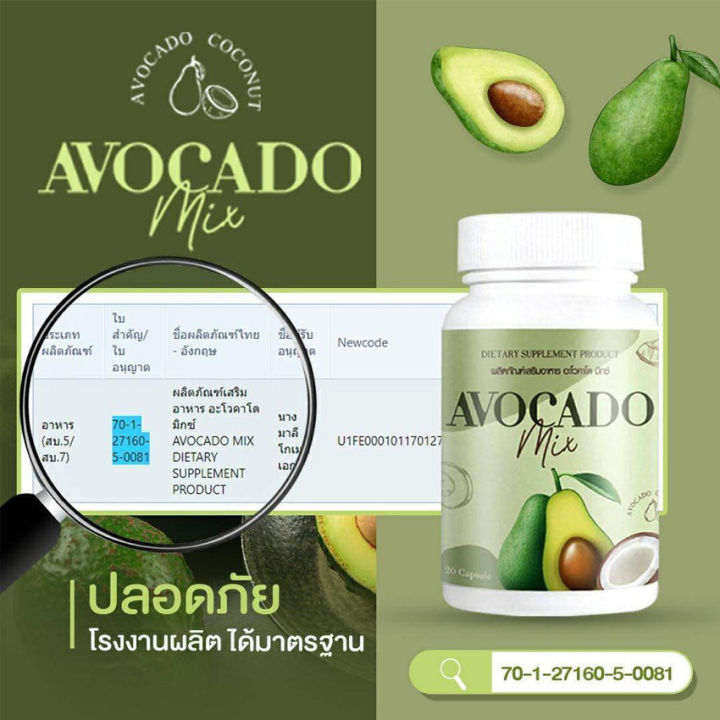 avocado-mix-อะโวคาโด-มิกซ์-อะโวคาโดสกัดเย็น-น้ำมันมะพร้าวสกัดเย็น-อาหารเสริม-น้ำมันมะพร้าว-อะโวคาโด-20-ซอฟเจล-1-ขวด