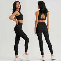 WISYOA Suit for Fitness 2 Piece Sportswear Yoga Set Hollow Out Sports Top and Leggings Set Gym Outfits Workout Clothes for Women