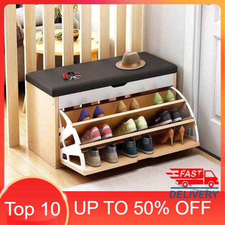Deluxe Shoe Ottoman Bench Shoe with Cushion Sofa Shoe Rack