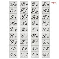 36pcs/set Letter Alphabet Stencil Wall Painting Wood DIY Drawing Template with Punctuation Art Craft