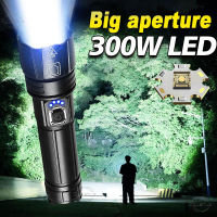 00LM 300W LED Wick High Power Flashlights 26650 XHP90 Powerful Tactical Flashlight Torch Rechargeable Camping Hand Lantern