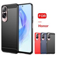 สำหรับ Honor 90 Pro 90Lite Honor 90 5G 2023เคสโทรศัพท์คาร์บอนไฟเบอร์ฝาหลังป้องกันปลอกกันกระแทก TPU