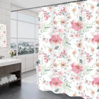 Rose Flowers Shower Curtains Daisy Print Polyester Bath Curtain Modern Waterproof Bathroom Decorative with 12pcs Plastic Hooks