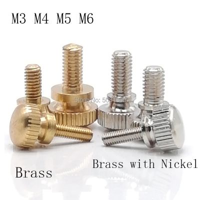 2-5PCS M3 M4 M5 M6 GB834 Brass Knurled head or Nickel plating Knurled Thumb Screw Hand Tighten Curtain Wall Glass Lock Screws