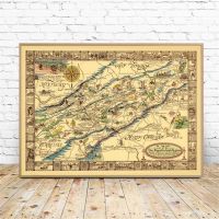 Appalachian Mountains แผนที่เก่าภาพวาดผ้าใบคลาสสิกโปสเตอร์และพิมพ์ภาพผนัง-Retro Home Decor-คุณภาพสูงพิมพ์