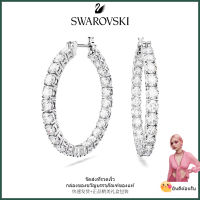 ?Swarovski?ต่างหูพลอยสีขาวรูปเมทริกซ์ต่างหูเงินสเตอร์ลิง S925 ต่างหูแฟชั่นสำหรับผู้หญิงของขวัญวันวาเลนไทน์ของขวัญวันเกิด