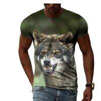 New Leisure Thin Trends Wolf Photo ชายและหญิงเสื้อยืด HD 3D พิมพ์ Hip Hop สไตล์คอกลมเสื้อยืดแขนสั้น