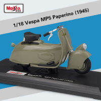 Jingping โมเดลรถเวสป้า Maisto รุ่น MP5 Paperino (1945)  Scale 1:18 แฮนด์และล้อหมุนได้ ขาตั้งพับได้ งานคุณภาพ งานละเอียด -ของขวัญ ตั้งโชว์เสริมฮวงจุ้ย