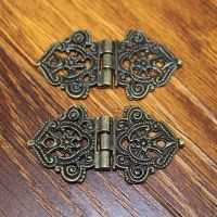 Vintage Alloy Hollow Flower Hinge Chinese Furniture Hardware Metal Hinges Cabinet Door Butt Hinges For DIY Box 24*54mm 10Pcs Door Hardware  Locks