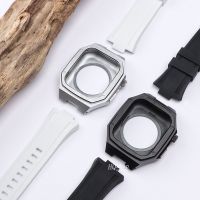 “：{ Metal Case For  Watch Bracelet 44Mm 45Mm Band Silicone Belt For Iwatch 6 SE 7 5 Stainless Steel Strap Business 40Mm 41Mm