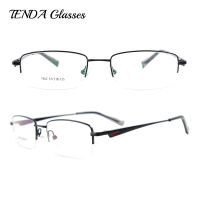 Metal Rectangle Spectacles Half Rim Prescription Eyeglasses Frame Mens Fashion Glasses For Myopia Reading Lens