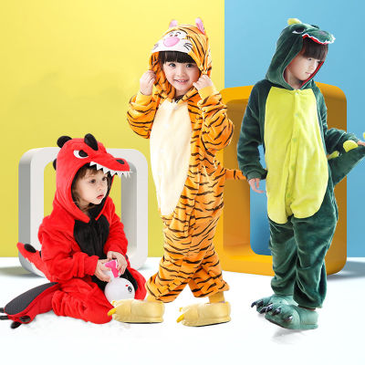 Kigurumi Childrens Onesie for Boys Girls Dinosaur Pyjamas Flannel Kids Stitch Pijamas Suit Animal Sleepwear Winter Panda Pajamas