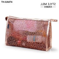 Einluo transparent waterproof wash gargle bag large capacity makeup bag sexy lace PVC bath travel to receive package