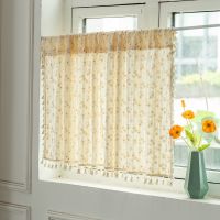 【YD】 Pastoral Short Curtains Road Curtain Floral Tassel Half-Curtain Room Window Cabinet