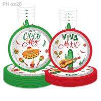 8pcs Mexico Cactus Tableware Sets Guitar Maraca Avocado Paper Plates Cups Napkins Straws Cheer Viva Mexico Birthday Party Decor