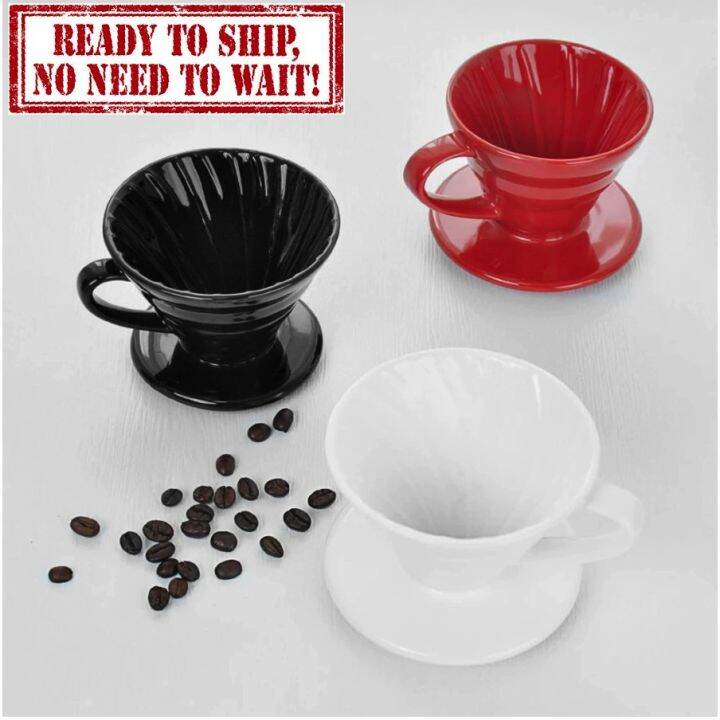 Ceramic V60 Taper Hand Brewed Coffee Filter Cup American Spiral Coffee
