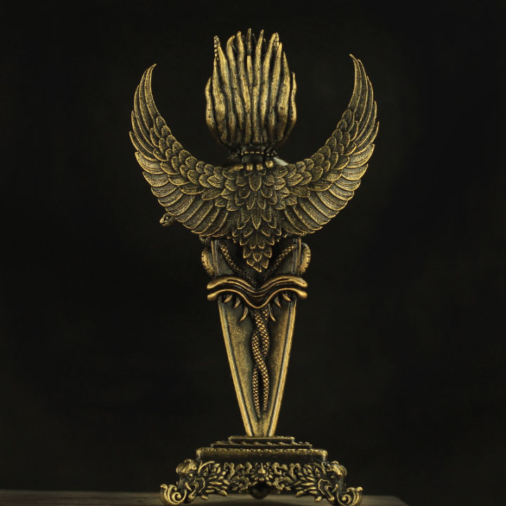 on-sale-ทองแดงบริสุทธิ์-ร็อครูปปั้นนกปีกทองเลียนแบบเนปาล-ลับทองปีกทองปีกทอง-ร็อคนกดูแลพระพุทธรูปความสูง19ซม-พระพุทธรูปทิเบต