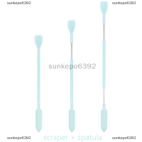 sunkepo6392 ชุดที่ปาดครีมเครื่องสำอางทำจากซิลิโคนสองหัวเครื่องมือแต่งหน้า1ชิ้น