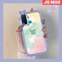 เคส JIUMOO สำหรับ VIVO Y30 Y30i เคส Y50การ์ตูนแฟชั่นลายหมีสีสันสดใสใหม่เลนส์กล้องถ่ายรูปแบบนิ่มมอนสเตอร์ตัวเล็กเคสป้องกันทนแรงกระแทกซิลิโคนเคสโทรศัพท์โปร่งใส