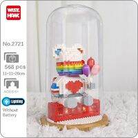 WS 2721 Space Astronaut Heart Bear Love Balloon Animal LED Light Display Box Wood Base Mini Diamond Blocks Bricks Building Toy