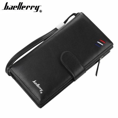 （Layor wallet）กระเป๋าสตางค์ผู้ชาย Baellerry,กระเป๋าหนังความจุขนาดใหญ่มีซิปยาวกระเป๋าโทรศัพท์ของผู้ชายที่มีคุณภาพสูงกระเป๋าเก็บบัตร Dompet Koin กระเป๋าคลัตช์