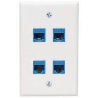 Ethernet Wall Plate 4 Port Wall Plate Female-Female Compatible with for Cat7/6/6E/5/5E Ethernet Devices -Blue