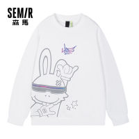 SEMIR เสื้อสเวตเตอร์ผู้ชายสะท้อนแสงพิมพ์เทรนด์ฤดูใบไม้ร่วง2021ใหม่ลายสัตว์กระต่ายคอกลมเสื้อฮู้ดหลวมบางด้านบน