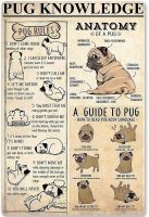 ✎ﺴ☢ Pug Dog Knowledge Metal Tin SignAnatomy of A Pug Metal Home Bar Sign Cafe Farm Room Metal Poster Interesting Wall Decoration