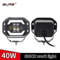 EURS รถทำงานไฟ LED 4นิ้ว40W Off-Road Angel Eye ไฟหน้าสำหรับ Jeep Wrangler JK TJ ฝังดัดแปลงด้านหน้ากันชนหมอกไฟ