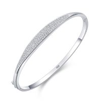 Real 925 Silver Bangles For Women Trendy Engagement Gift Fine Jewellery Luxury Bracelet Women