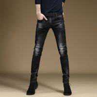 2023 COOL High Quality Mens Jeans for Autumn and Winter Black Fashion Straight Slim Trousers Wear Denim Slacks