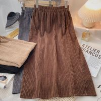 [COD] elastic waist mid-length womens 2022 autumn and winter new Korean version slimming all-match high-waisted A-line