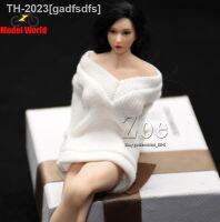 ◊ gadfsdfs Em estoque 1/12 escala bonecas femininas roupas camisola longa branco rosa caber 6 model action figura de ação modelo do corpo