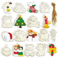 36 Pieces Wooden Christmas Ornaments Unfinished Wood Christmas Crafts with Holes Predrilled Wood Ornaments,18 Styles