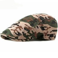 HT2362ฤดูใบไม้ผลิฤดูร้อนผู้ชายผู้หญิง Sun หมวก Vintage Camo Camouflage Beret หมวกปรับ Newsboy Ivy แบนหมวกกองทัพทหาร Beret Men