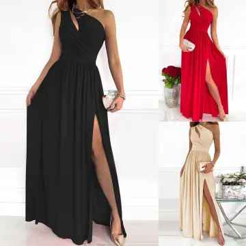 Prom Dresses Ladies Long Women Elegant Halter Backless Long Dressescrisn  Satin Spaghetti Party Prom Dress Side Slit Wedding Evening Party Dress With  Pockets 