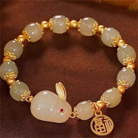 zhaowei Lucky Couple glass friendship rabbit bracelet natural stone bead Jewelry Gifts